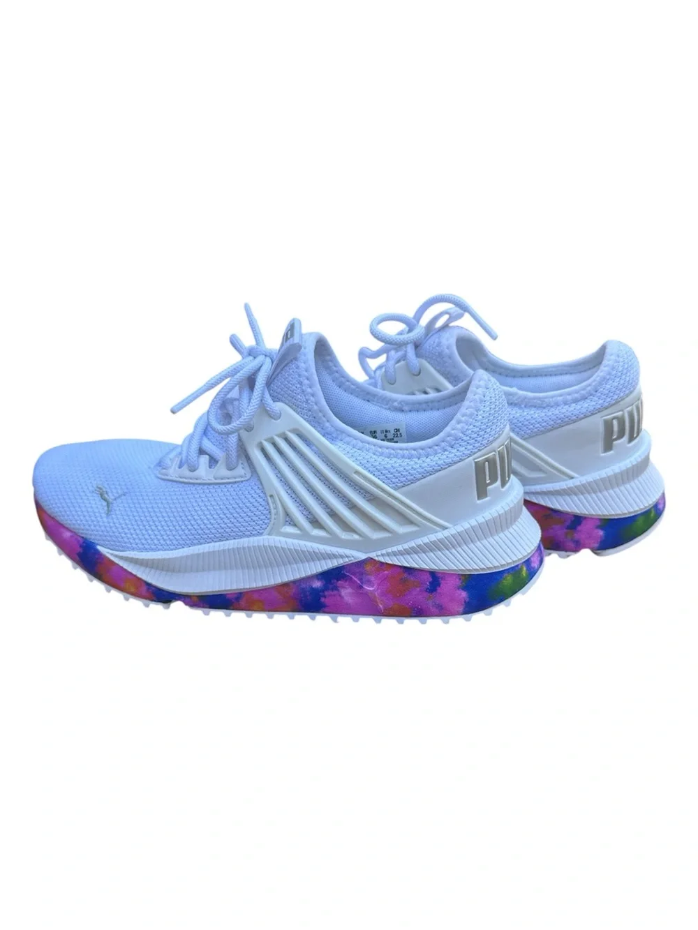 PUMA Women’s Size 6 White Athletic Sneakers Rainbow Sole Running Shoes